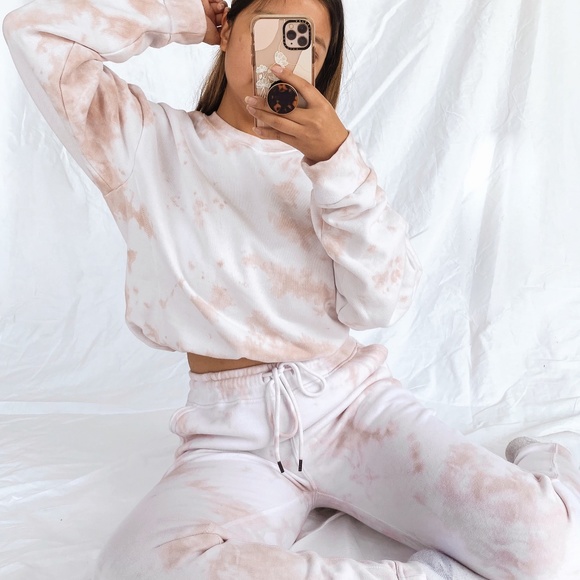Pants - Nude Pink Tie Dye Sweatpants